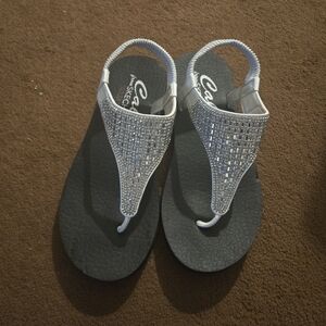 Sparkling Silver Rhinestone Sandals